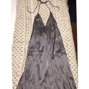 Gunmetal Silk Halter Dress
